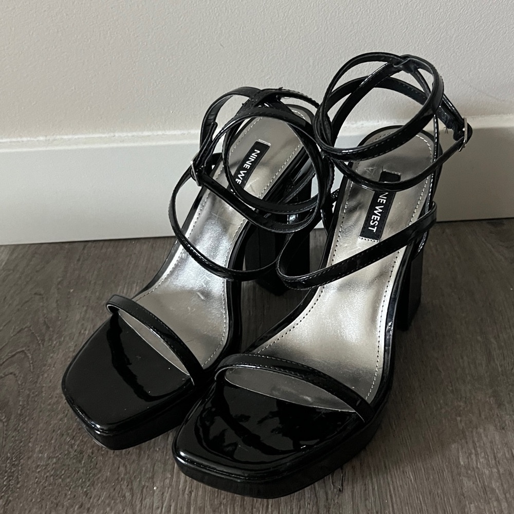Nine West Black Strappy Heels